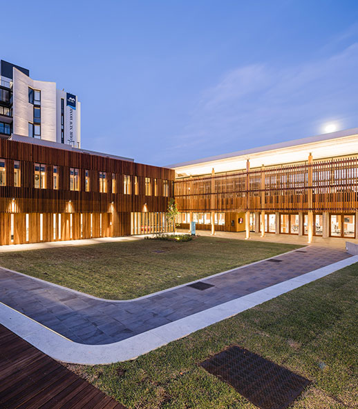 Marrickville library and grass area external view